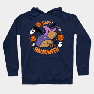 Happy Halloween a cute Funny wizard capybara Hoodie